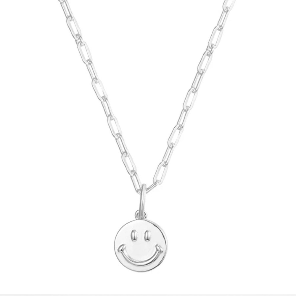 Evry Jewels - silver smiley face necklace